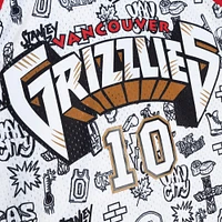 Men's Mitchell & Ness Mike Bibby White Vancouver Grizzlies 1998/99 Hardwood Classics Doodle Swingman - Jersey