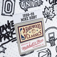 Men's Mitchell & Ness Mike Bibby White Vancouver Grizzlies 1998/99 Hardwood Classics Doodle Swingman - Jersey