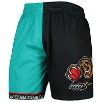 Men's Mitchell & Ness Turquoise/Black Vancouver Grizzlies Hardwood Classics 1998 Split Swingman Shorts