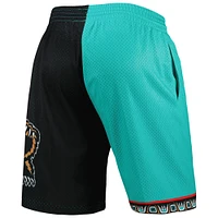Men's Mitchell & Ness Turquoise/Black Vancouver Grizzlies Hardwood Classics 1998 Split Swingman Shorts