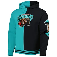 Men's Mitchell & Ness Turquoise/Black Vancouver Grizzlies Hardwood Classics Split Pullover Hoodie
