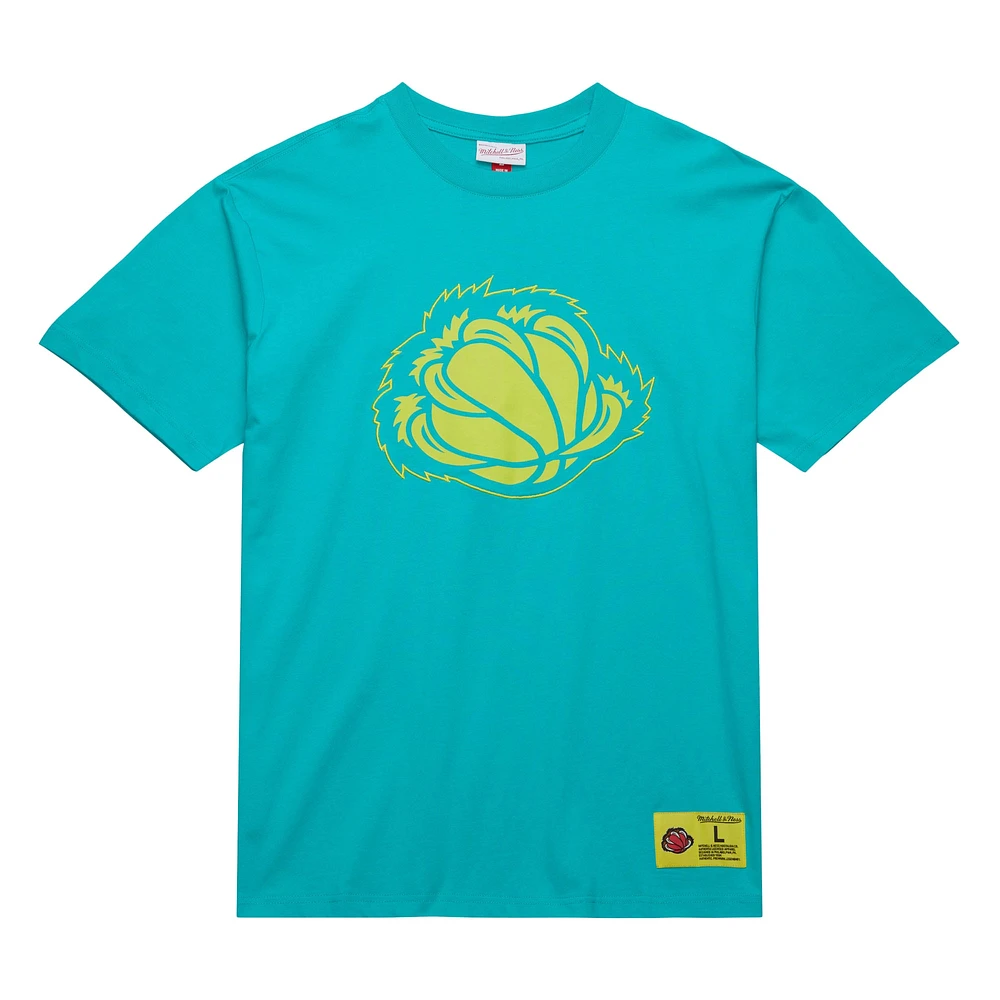 Men's Mitchell & Ness Turquoise Vancouver Grizzlies Hardwood Classics Neon Nights Premium T-Shirt