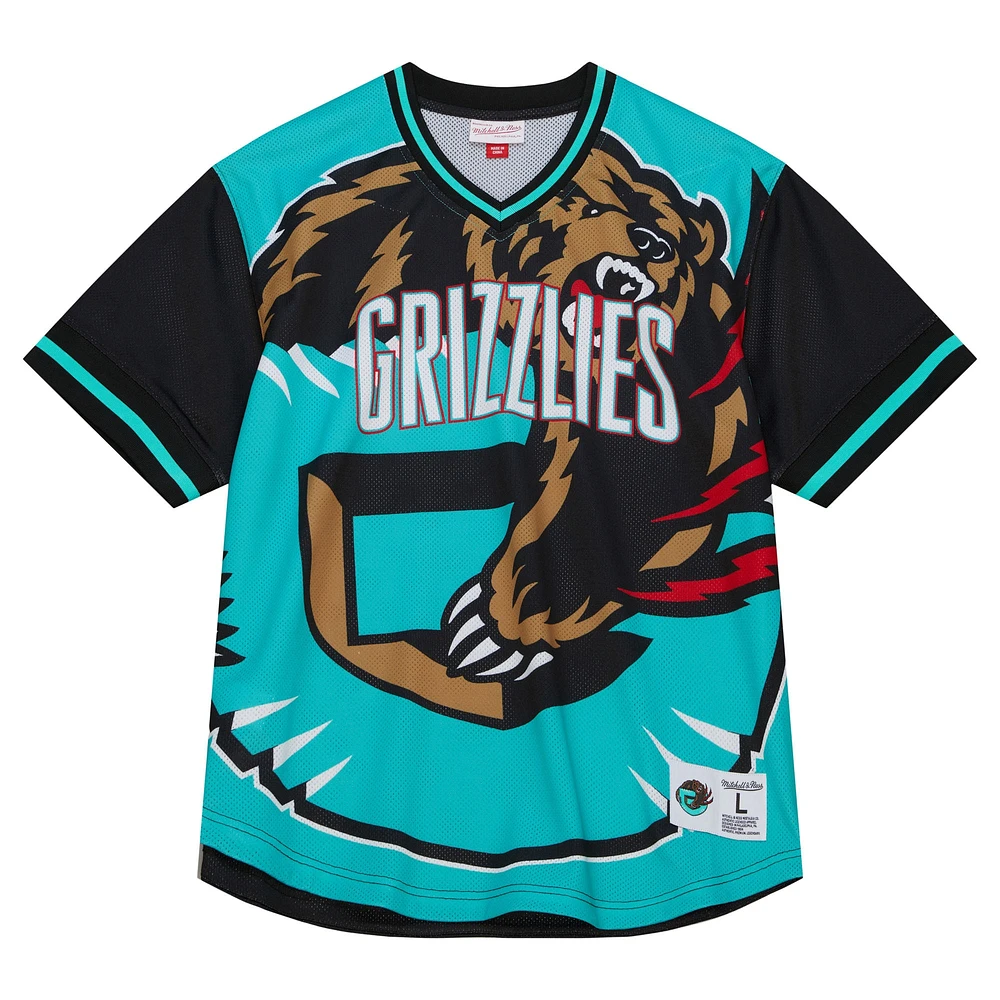 Men's Mitchell & Ness  Turquoise Vancouver Grizzlies Jumbotron 3.0 Mesh V-Neck T-Shirt
