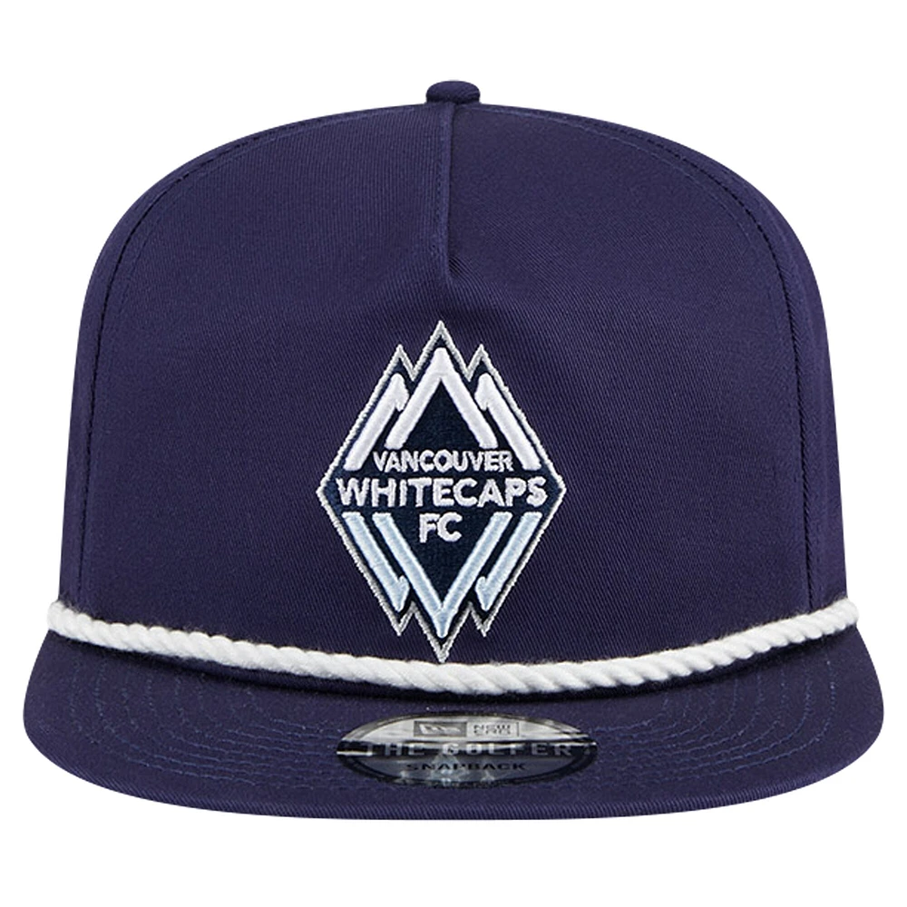 Casquette réglable New Era pour hommes, Vancouver Whitecaps FC, The Golfer Kickoff Collection, bleu marine