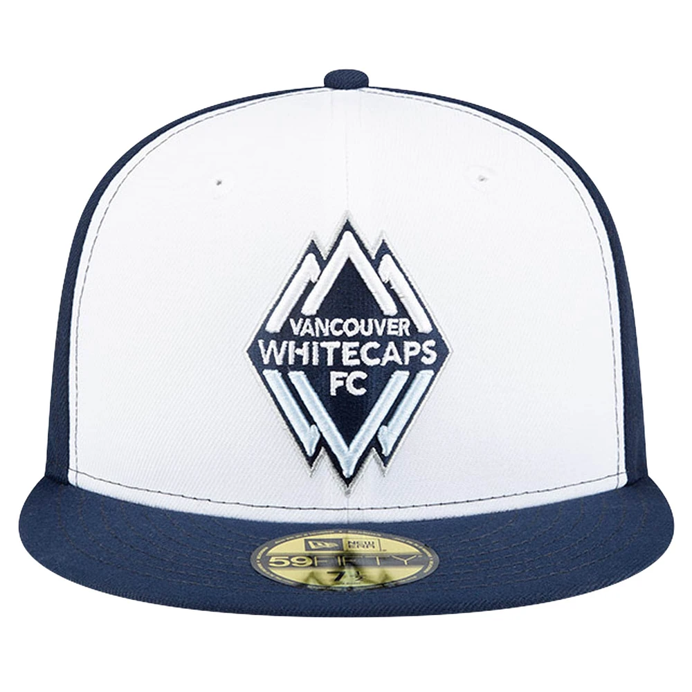 Men's New Era White/Deep Sea Blue Vancouver Whitecaps FC Kick Off Collection 59FIFTY Fitted Hat