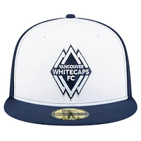 Men's New Era White/Deep Sea Blue Vancouver Whitecaps FC Kick Off Collection 59FIFTY Fitted Hat