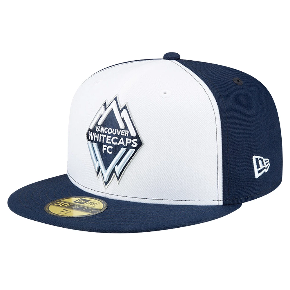 Men's New Era White/Deep Sea Blue Vancouver Whitecaps FC Kick Off Collection 59FIFTY Fitted Hat