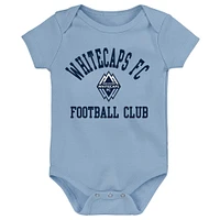 Newborn & Infant Deep Sea Blue/Light Blue/Gray Vancouver Whitecaps FC 3-Pack Bodysuit Set