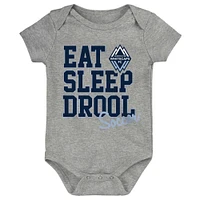 Newborn & Infant Deep Sea Blue/Light Blue/Gray Vancouver Whitecaps FC 3-Pack Bodysuit Set