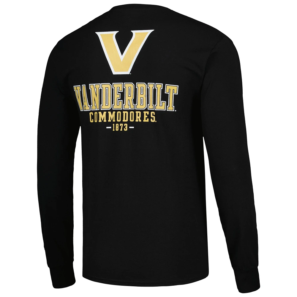 Men's Champion Black Vanderbilt Commodores Team Stack Long Sleeve T-Shirt