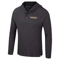 T-shirt à capuche manches longues Henley pour homme Colosseum Charcoal Vanderbilt Commodores Dujour Ralgan