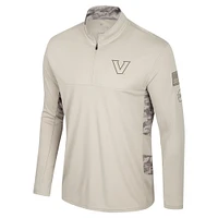 Men's Colosseum Natural Vanderbilt Commodores OHT Military Appreciation Quarter-Zip Jacket