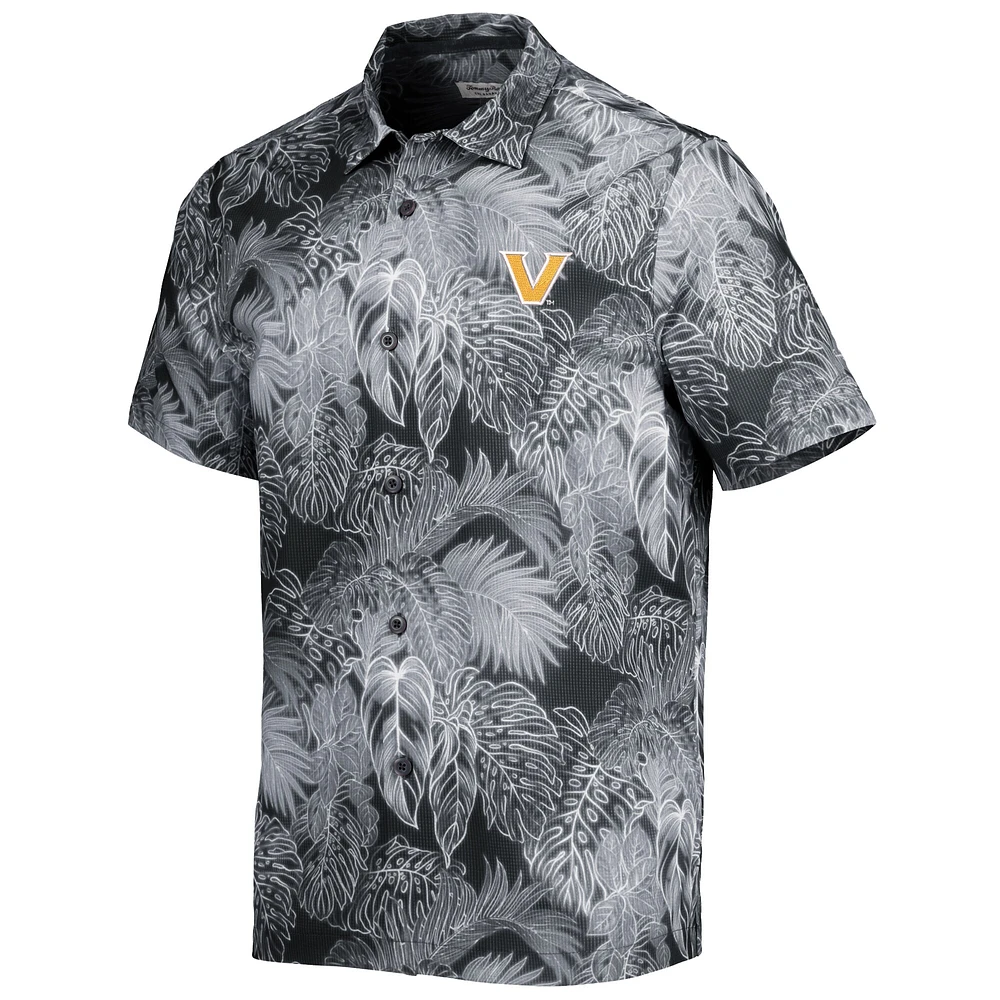 Men's Tommy Bahama Black Vanderbilt Commodores Coast Luminescent Fronds IslandZone Button-Up Camp Shirt