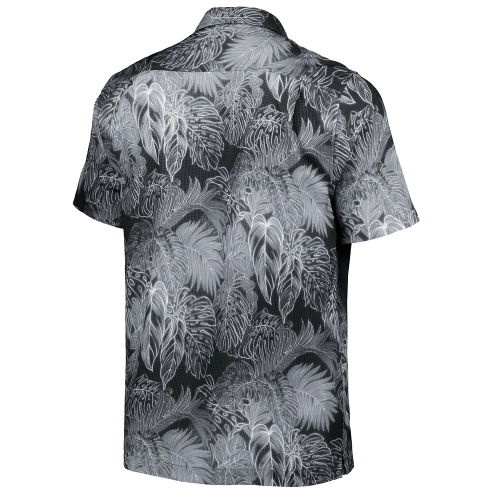 Men's Tommy Bahama Black Vanderbilt Commodores Coast Luminescent Fronds IslandZone Button-Up Camp Shirt