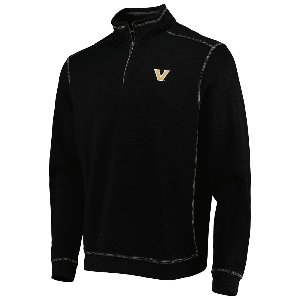 Men's Tommy Bahama Black Vanderbilt Commodores Sport Tobago Bay Tri-Blend Mock Neck Half-Zip Jacket