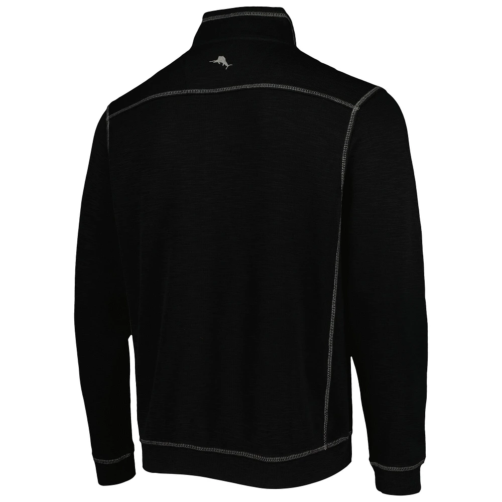 Men's Tommy Bahama Black Vanderbilt Commodores Sport Tobago Bay Tri-Blend Mock Neck Half-Zip Jacket