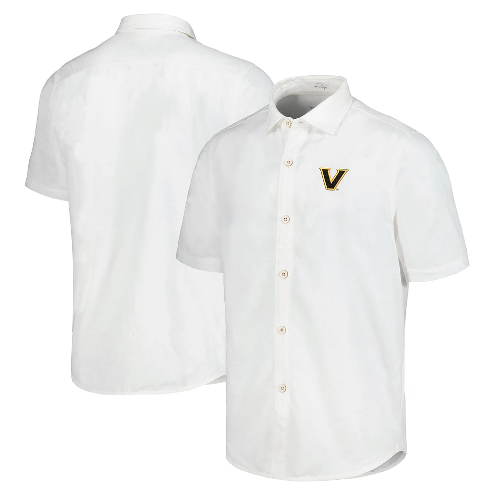 Men's Tommy Bahama White Vanderbilt Commodores Coconut Point Palm Vista IslandZone Camp Button-Up Shirt