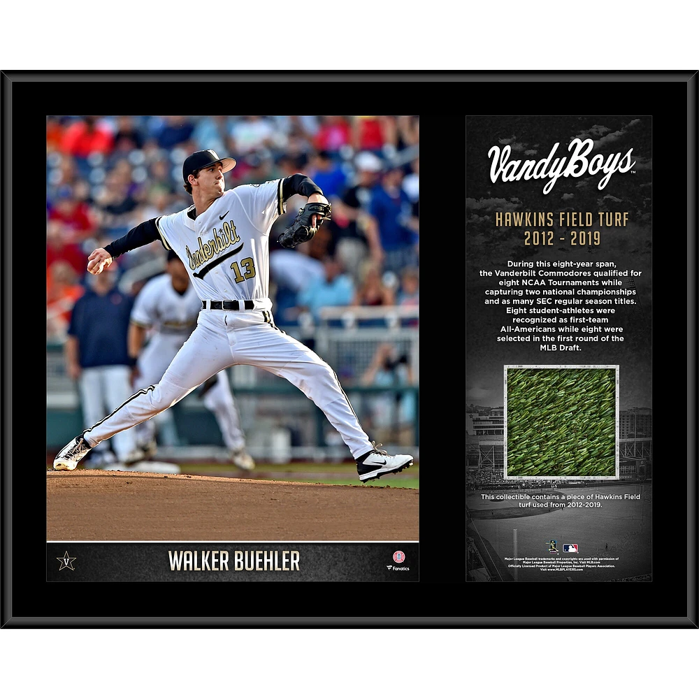 Walker Buehler Vanderbilt Commodores 12" x 15" Sublimated Plaque with a Piece of Game-Used Artificial Turf