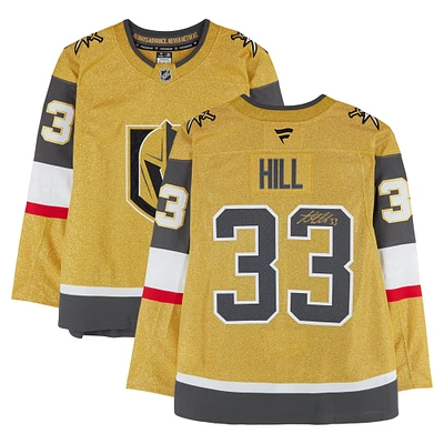 Maillot premium autographié Adin Hill des Vegas Golden Knights, fanatiques d'or