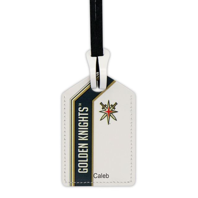 Étiquette de bagage en cuir personnalisée Black Vegas Golden Knights