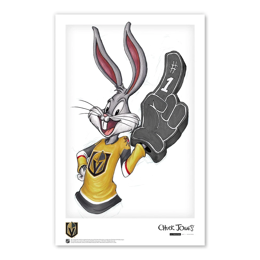 Bugs Bunny Vegas Golden Knights 11"x 17" Looney Tunes affiche imprimée