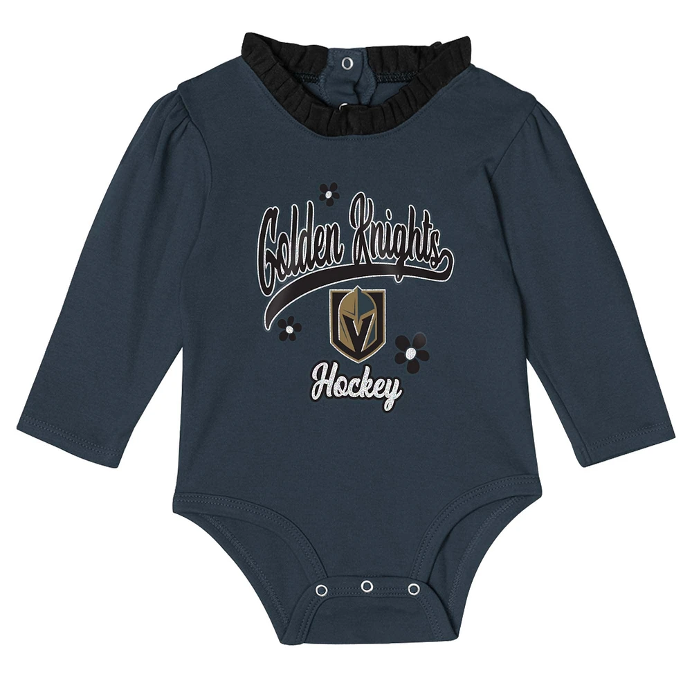 Ensemble 3 pièces à manches longues pour bébé fille Vegas Golden Knights Rink Queen