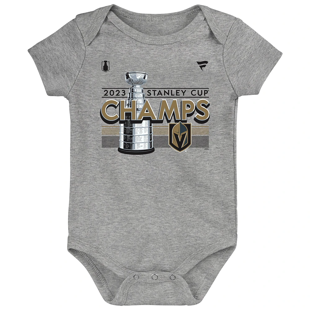 Infant  Fanatics Heather Gray Vegas Golden Knights 2023 Stanley Cup Champions Locker Room Bodysuit