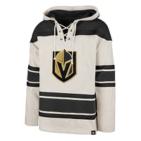 Men's '47 Oatmeal Vegas Golden Knights Rockaway Lace-Up Pullover Hoodie