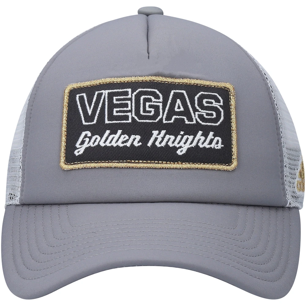 Men's adidas Gray/White Vegas Golden Knights Locker Room Foam Trucker Snapback Hat