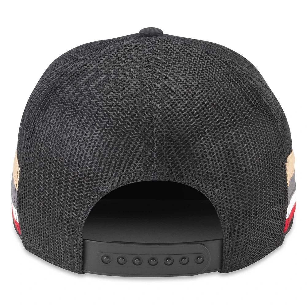 Men's American Needle Black Vegas Golden Knights HotFoot Stripes Trucker Adjustable Hat