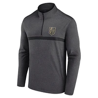 Men's  Black Vegas Golden Knights Head-to-Head Raglan Quarter-Zip Top