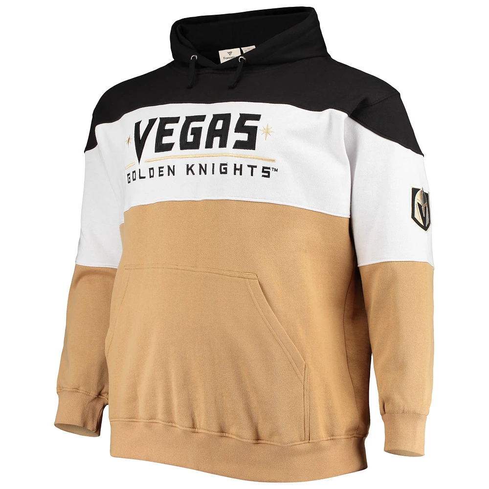Men's Fanatics Black/Gold Vegas Golden Knights Big & Tall Colorblock Fleece Hoodie