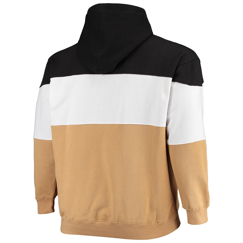 Men's Fanatics Black/Gold Vegas Golden Knights Big & Tall Colorblock Fleece Hoodie