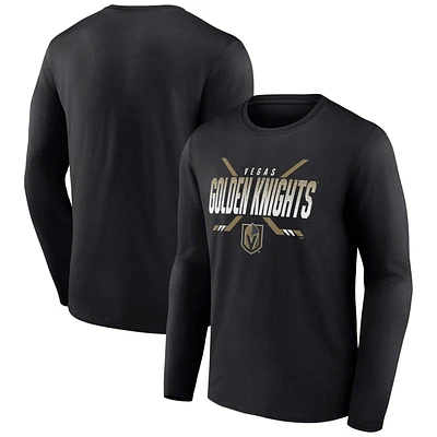 T-shirt à manches longues Covert Fanatics Black Vegas Golden Knights pour hommes
