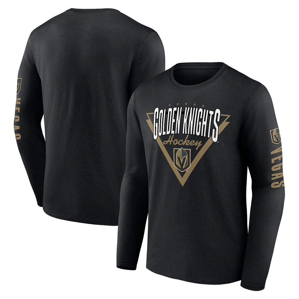 T-shirt à manches longues Fanatics pour hommes, noir, Vegas Golden Knights Headline