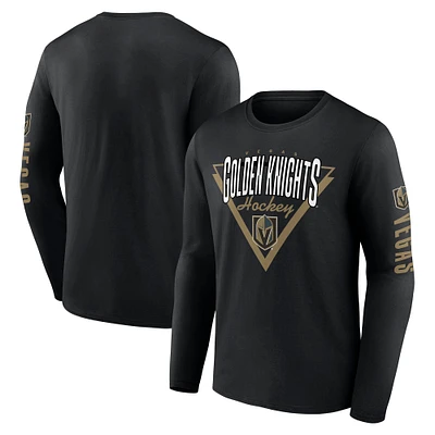 T-shirt à manches longues Fanatics pour hommes, noir, Vegas Golden Knights Headline