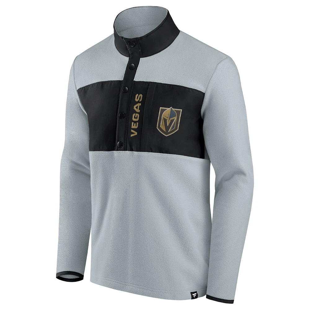 Men's Fanatics Gray/Black Vegas Golden Knights Hockey Polar Fleece Quarter-Snap Jacket
