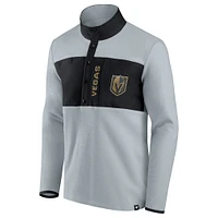 Men's Fanatics Gray/Black Vegas Golden Knights Hockey Polar Fleece Quarter-Snap Jacket