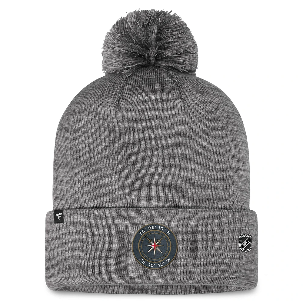 Men's Fanatics  Gray Vegas Golden Knights Authentic Pro Home Ice Cuffed Knit Hat with Pom