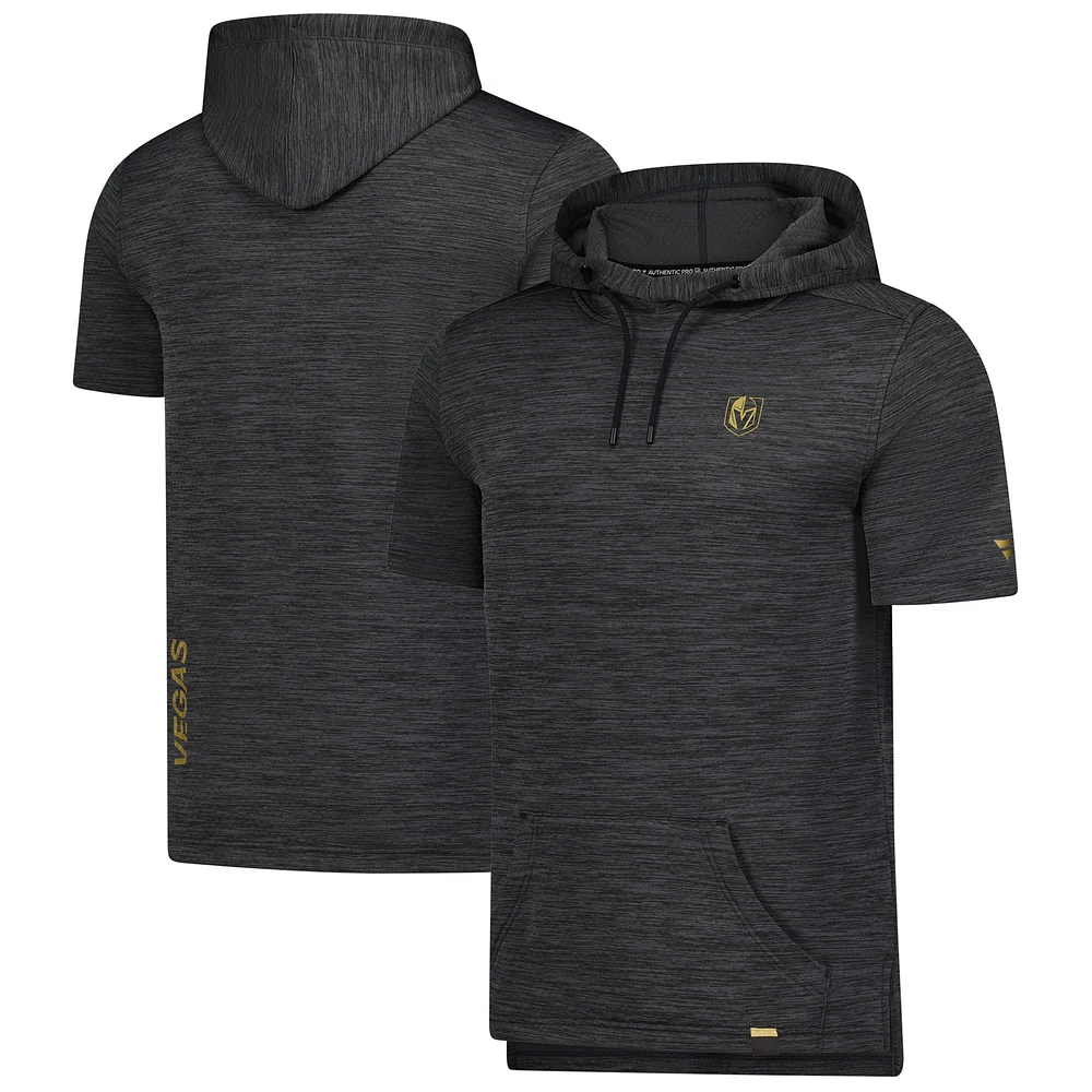 Men's Fanatics  Heather Charcoal Vegas Golden Knights Authentic Pro Short Sleeve Pullover Hoodie