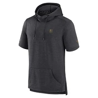 Men's Fanatics  Heather Charcoal Vegas Golden Knights Authentic Pro Short Sleeve Pullover Hoodie