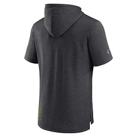 Men's Fanatics  Heather Charcoal Vegas Golden Knights Authentic Pro Short Sleeve Pullover Hoodie