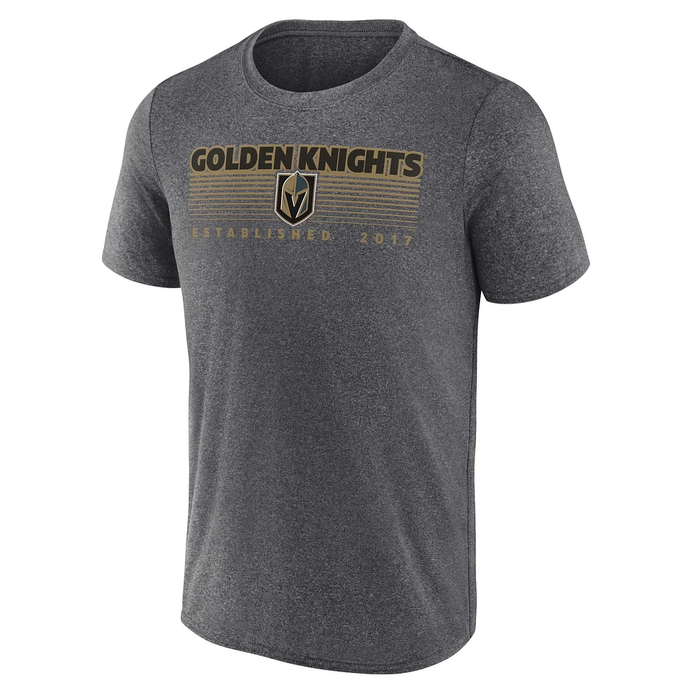 Men's Fanatics Heather Charcoal Vegas Golden Knights Prodigy - T-Shirt
