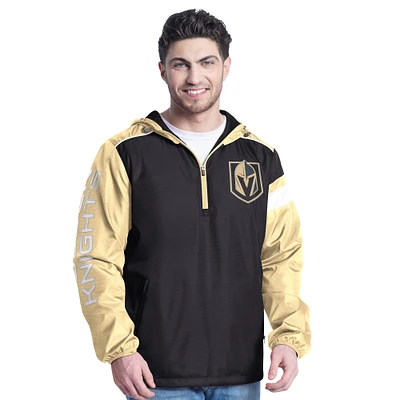 Veste à capuche demi-zip latéral G-III Sports by Carl Banks pour homme, noire/dorée, Vegas Golden Knights