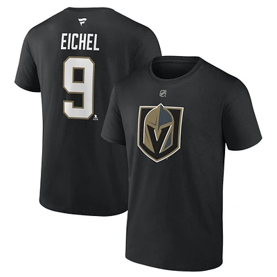 T-shirt noir authentique avec nom et numéro de la pile pour homme Jack Eichel Vegas Golden Knights