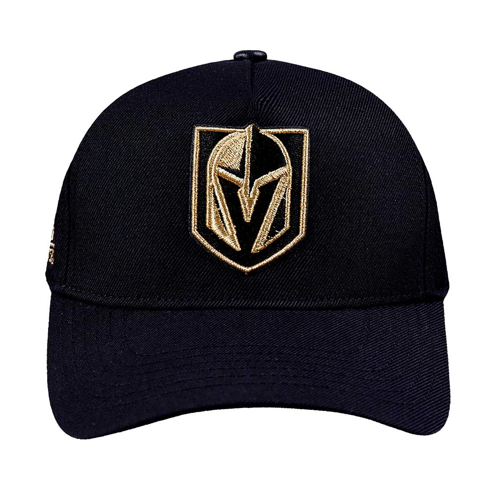 Men's Pro Standard  Black Vegas Golden Knights Metallic Logo Pinch Front Adjustable Hat