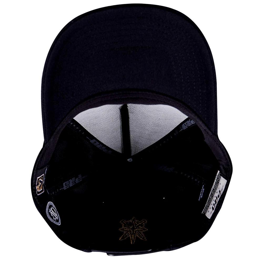 Men's Pro Standard  Black Vegas Golden Knights Metallic Logo Pinch Front Adjustable Hat