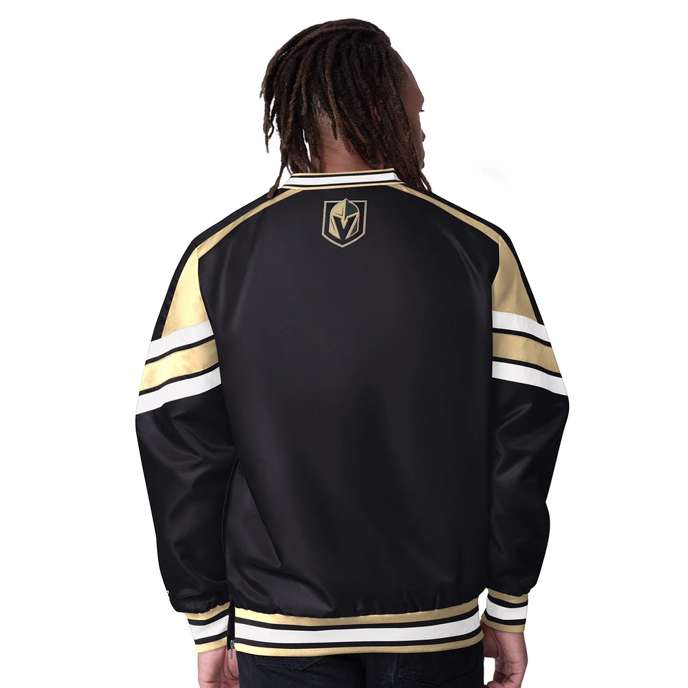 Men's Starter  Black Vegas Golden Knights Reliver I V-Neck Pullover Jacket