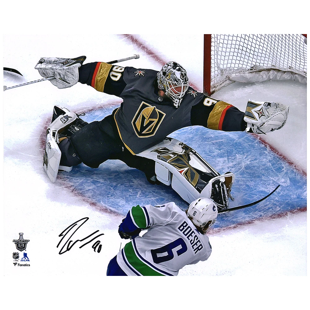 Robin Lehner Vegas Golden Knights 16" x 20" Autographié Match 7 vs. Vancouver Canucks Plongée Enregistrer la photographie