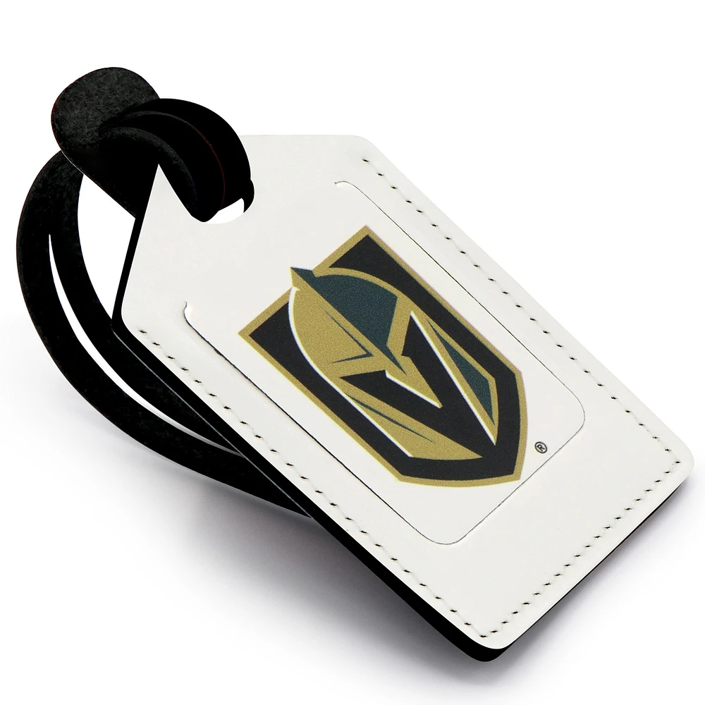 White Vegas Golden Knights Personalized Leather Luggage Tag